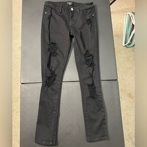 Bebe Ripped Black Skinny Jeans